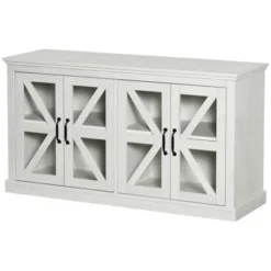 HOMCOM Rustic Kitchen Sideboard, Glass Door Buffet Cabinet, TV Stand With Adjustable Shelf For Dining Room, White 9 HOMCOM Rustic Kitchen Sideboard, Glass Door Buffet Cabinet, TV Stand With Adjustable Shelf For Dining Room, White -Homcom Shop GUEST 4c94dba6 3b8e 4a91 984e a1f3e000e1e8