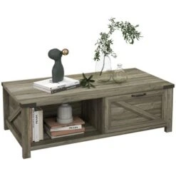 HOMCOM Farmhouse Coffee Table With Storage Drawer And Open Shelf, Rustic Coffee Table For Living Room -Homcom Shop GUEST 4cb30d80 5492 4a24 919c 293f716891d4