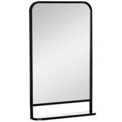 HOMCOM 34" X 21" Rectangle Modern Wall Mirror With Storage Shelf, Mirrors For Wall In Living Room, Bedroom, Black -Homcom Shop GUEST 4cb5b16f 2f47 47d6 a458 c81930e78fd4