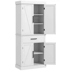 HOMCOM 72" Tall Kitchen Pantry Storage Cabinet, Farmhouse Freestanding Kitchen Cabinet With Barn Doors, Drawer And Adjustable Shelves, White -Homcom Shop GUEST 4dcc8e3d 6648 4375 b801 411bd8e8e581
