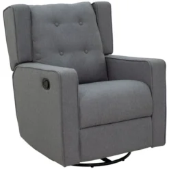 HOMCOM Wingback Recliner Chair Manual Rocking Sofa 360° Swivel Glider With Button Tufted, Padded Seat, Single Home Theater Seating For Living Room Bedroom -Homcom Shop GUEST 4e291523 cf08 454c 94cb f1197a9eaac7