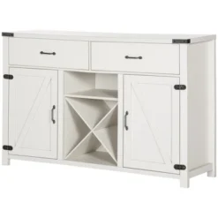 HOMCOM Wooden Farmhouse Sideboard, Storage Buffet Cabinet With 2 Large Drawers, X-Shaped Wine Rack, And Cabinets, Distressed White -Homcom Shop GUEST 4e3aed1d 8c28 4efd 9b7b e24255a01f59