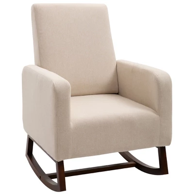 HOMCOM Accent Lounge Rocking Chair With Solid Curved Wood Base And Linen Padded Seat 8 HOMCOM Accent Lounge Rocking Chair With Solid Curved Wood Base And Linen Padded Seat - Image 6