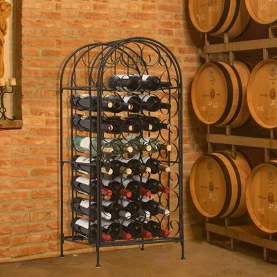 HOMCOM 35 Bottle Wrought Iron Wine Rack Cabinet With Lock, Black 4 HOMCOM 35 Bottle Wrought Iron Wine Rack Cabinet With Lock, Black - Image 2