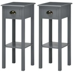 HOMCOM 2-Tier Side Table With Drawer, Narrow End Table With Bottom Shelf, For Living Room Or Bedroom, Set Of 2, Gray 9 HOMCOM 2-Tier Side Table With Drawer, Narrow End Table With Bottom Shelf, For Living Room Or Bedroom, Set Of 2, Gray -Homcom Shop GUEST 506f0721 1f38 4578 b1fa 6c8724e6e13c