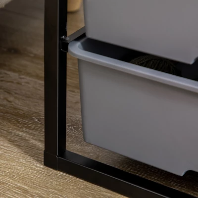 HOMCOM Dresser Storage Drawers With 6 Plastic Bins And Steel Frame, Crafting Bins For Living Room, Bedroom, Grey 7 HOMCOM Dresser Storage Drawers With 6 Plastic Bins And Steel Frame, Crafting Bins For Living Room, Bedroom, Grey - Image 5