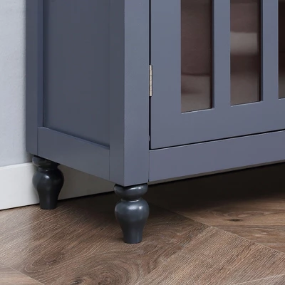 HOMCOM Modern Kitchen Sideboard, Buffet Cabinet With Storage, Adjustable Shelves For Living Room, Study, 3 Glass Doors, Gray 7 HOMCOM Modern Kitchen Sideboard, Buffet Cabinet With Storage, Adjustable Shelves For Living Room, Study, 3 Glass Doors, Gray - Image 5