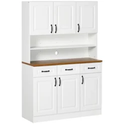 HOMCOM 71" Kitchen Pantry, Freestanding Buffet With Hutch With 3 Drawers, 6 Doors, 2-Tier Countertop And Adjustable Shelves, White -Homcom Shop GUEST 532b0e2c cf76 4c86 8548 803590b2a3b7