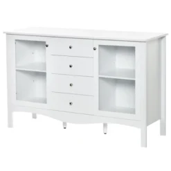 HOMCOM Modern Sideboard, Serving Buffet Cabinet, Cupboard With Glass Doors, Drawers And Adjustable Shelves For Living Room, White -Homcom Shop GUEST 533ef989 37c8 489d 836a d5dad337aad9