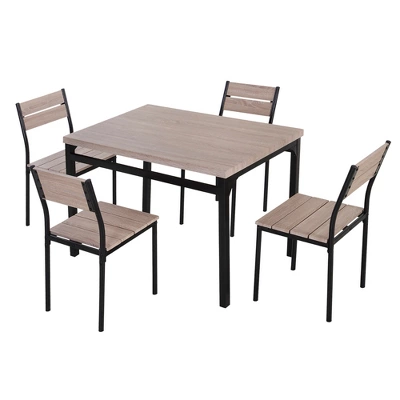 HOMCOM 5-Piece Dining Table Furniture Set Modern Industrial Table With 4 Chairs For Dining Room, Kitchen 5 HOMCOM 5-Piece Dining Table Furniture Set Modern Industrial Table With 4 Chairs For Dining Room, Kitchen - Image 3