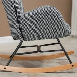 HOMCOM Glider Rocker With Ottoman Set, Houndstooth Nursery Rocking Chair, Upholstered Wingback Armchair For Living Room And Bedroom -Homcom Shop GUEST 546ac5cb 1c57 41dc b10c 122185218d33