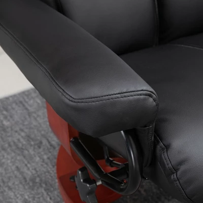 HOMCOM Recliner Chair With Ottoman, 360° Swivel Reclining Chair With Wood Base And Matching Footrest, Black 7 HOMCOM Recliner Chair With Ottoman, 360° Swivel Reclining Chair With Wood Base And Matching Footrest, Black - Image 5