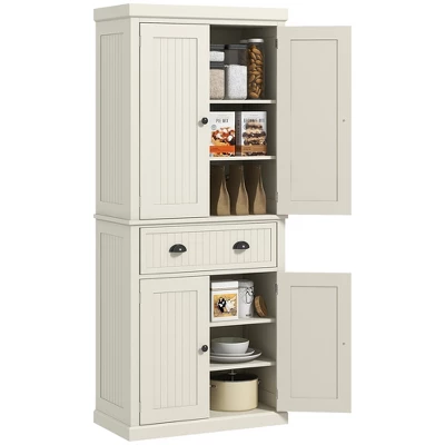 HOMCOM 72" Traditional Freestanding Kitchen Pantry Cabinet Cupboard With Doors And 3 Adjustable Shelves 10 HOMCOM 72" Traditional Freestanding Kitchen Pantry Cabinet Cupboard With Doors And 3 Adjustable Shelves - Image 8