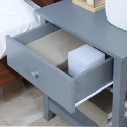 HOMCOM Modern Style Nightstand, Side Table With Drawer And Storage Shelf For Bedroom, Or Living Room, Gray -Homcom Shop GUEST 57d4d7e3 9cb3 4e07 bd26 0232d36d5cb3