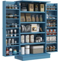 HOMCOM 41" Kitchen Pantry, 2-Door Kitchen Cabinet With 5-tier Storage Shelving, 12 Spice Racks And Adjustable Shelves For Dining Room -Homcom Shop GUEST 582f4fc3 f76c 4939 ba2c 4b195a2f3ddd