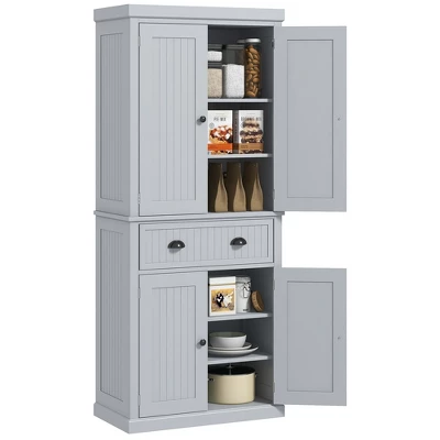 HOMCOM 72" Traditional Freestanding Kitchen Pantry Cabinet Cupboard With Doors And 3 Adjustable Shelves 12 HOMCOM 72" Traditional Freestanding Kitchen Pantry Cabinet Cupboard With Doors And 3 Adjustable Shelves - Image 10