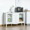 HOMCOM Modern Sideboard, Serving Buffet Cabinet, Cupboard With Glass Doors, Drawers And Adjustable Shelves For Living Room, White -Homcom Shop GUEST 5868c8db b6af 4dad 91e0 49b9f72538d2