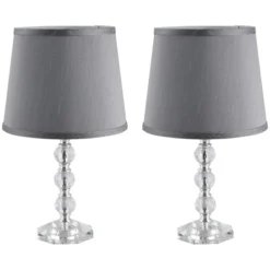 HOMCOM Crystallite Modern Table Lamps For Bedroom Set Of 2, Bedside Desk Lamp For Home Office, Living Room Lamp Set With Fabric Lampshades, Gray -Homcom Shop GUEST 59471cc5 4cab 4481 89d2 e6f363cc498e