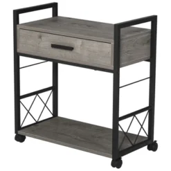 HOMCOM Industrial End Table With Drawer And Bottom Shelf, Mobile Side Table With 4 Wheels For Living Room, Bedroom -Homcom Shop GUEST 59eb04b5 3ff8 49a1 b765 0677d4bc2937