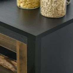 HOMCOM Kitchen Sideboard, Glass Door Buffet Cabinet, Accent Cupboard With Adjustable Storage Shelf For Living Room, Black Wood Grain -Homcom Shop GUEST 5b0b5774 5e1a 4247 af57 1ddeef0be8e5