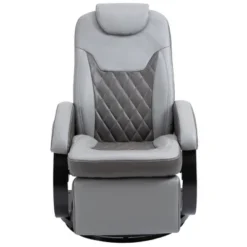 HOMCOM PU Recliner Reading Armchair With Footrest, Headrest And Round Steel/Wood Base For Living Room Or Office, Gray -Homcom Shop GUEST 5b796c46 0d1b 465a be93 10690326ceda