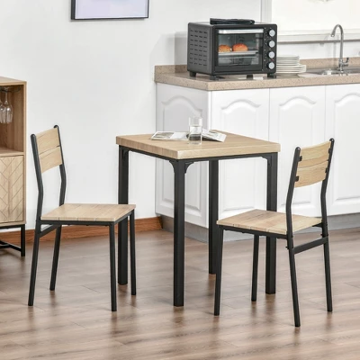 HOMCOM Rustic Country Wood Top 3 Piece Kitchen Table Dining Set With 2 Matching Chairs & Versatile Design For Small Space 6 HOMCOM Rustic Country Wood Top 3 Piece Kitchen Table Dining Set With 2 Matching Chairs & Versatile Design For Small Space - Image 4