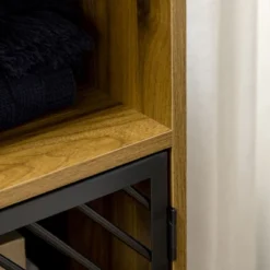 HOMCOM Industrial Kitchen Storage Cabinet, Sideboard Floor Accent Cabinet With Metal Doors And Adjustable Shelves For Living Room, Dark Wood Grain -Homcom Shop GUEST 5d605f83 8abd 4ba9 b255 1d945b7407b4