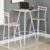 HOMCOM Bar Table And Chairs Set, 3 Piece Dining Table Set For 2 With Steel Frame And Footrest For Bar And Kitchen, White/Oak -Homcom Shop GUEST 5ee58fa6 72a4 422c aa52 7dcff2151399