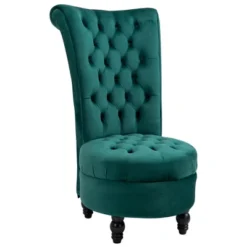 HOMCOM Retro High Back Armless Royal Accent Chair Fabric Upholstered Tufted Seat For Living Room, Dining Room And Bedroom -Homcom Shop GUEST 5ee8258b 91be 4787 99a1 100abe0ceb91