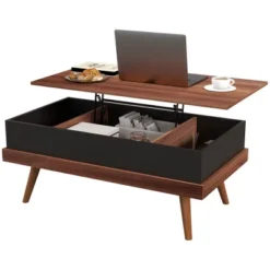HOMCOM Lift Top Coffee Table, 39.25" Coffee Table With Hidden Compartments And Wood Legs, Walnut -Homcom Shop GUEST 5fc6a2f6 e0d8 4983 b74e 963637eb548a