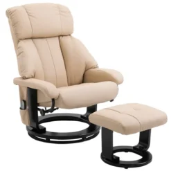HOMCOM Recliner With Ottoman Footrest, Recliner Chair With Vibration Massage, Faux Leather And Swivel Wood Base For Living Room And Bedroom -Homcom Shop GUEST 5fca4e42 ae99 4a6d b7d6 3e0f40e030e1
