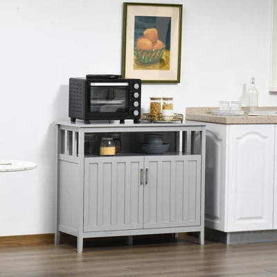 HOMCOM Sideboard Buffet Server Table With 2 Doors, Kitchen Storage Cabinet With Adjustable Shelves For Kitchen 3 HOMCOM Sideboard Buffet Server Table With 2 Doors, Kitchen Storage Cabinet With Adjustable Shelves For Kitchen