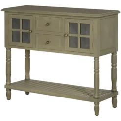HOMCOM Vintage Console Table With 2 Drawers And Cabinets, Retro Sofa Table For Entryway, Living Room And Hallway, Light Gray -Homcom Shop GUEST 60acfabd eba6 424b 864b 63e424db19db