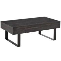 HOMCOM Mid-century Modern Coffee Table With Storage Drawer, Metal Sled Designed Legs And Wood Grain Surface For Living Room -Homcom Shop GUEST 61837dd2 5f94 4141 8ffe b06836fd51fb
