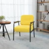 HOMCOM Modern Accent Chair With Cushioned Seat And Back, Upholstered Velvet Armchair For Bedroom, Living Room Chair With Arms And Steel Legs, Yellow -Homcom Shop GUEST 6186f5b3 77b7 4547 8a94 a6f1729619da