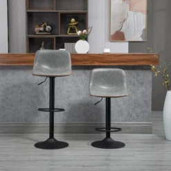 HOMCOM Adjustable Bar Stools Set Of 4, Swivel Bar Height Chairs Barstools Padded With Back For Kitchen, Counter, And Home Bar, Gray 10 HOMCOM Adjustable Bar Stools Set Of 4, Swivel Bar Height Chairs Barstools Padded With Back For Kitchen, Counter, And Home Bar, Gray -Homcom Shop GUEST 61ad40f0 15ee 44c3 83d3 6fe6d90cbc7d