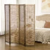 HOMCOM 5.5' Tall Room Divider With Wood & Hand Woven Reed, 4 Panel Folding Privacy Screens, Portable Partition Wall Divider -Homcom Shop GUEST 626221af f228 47a3 a570 f0d36fd2d5fc