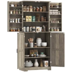 HOMCOM 72" Farmhouse Kitchen Pantry Cabinet, Tall Storage Cabinet With 4 Barn Doors, 4 Adjustable Shelves, 8 Door Shelves 14 HOMCOM 72" Farmhouse Kitchen Pantry Cabinet, Tall Storage Cabinet With 4 Barn Doors, 4 Adjustable Shelves, 8 Door Shelves -Homcom Shop GUEST 62636b71 89a8 4417 8902 c2a689017688