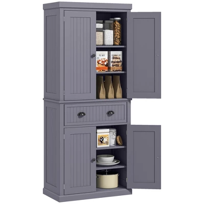HOMCOM 72" Traditional Freestanding Kitchen Pantry Cabinet Cupboard With Doors And 3 Adjustable Shelves 13 HOMCOM 72" Traditional Freestanding Kitchen Pantry Cabinet Cupboard With Doors And 3 Adjustable Shelves - Image 11