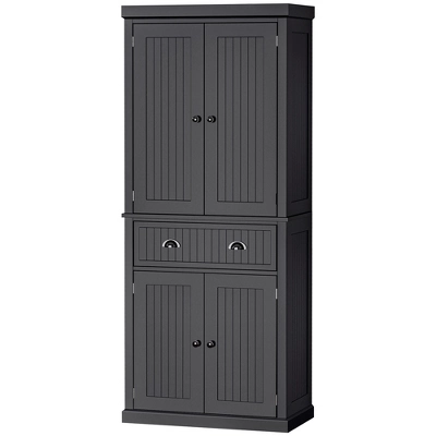 HOMCOM 72" Traditional Freestanding Kitchen Pantry Cabinet Cupboard With Doors And 3 Adjustable Shelves, Black 5 HOMCOM 72" Traditional Freestanding Kitchen Pantry Cabinet Cupboard With Doors And 3 Adjustable Shelves, Black - Image 3