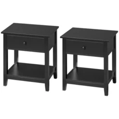 HOMCOM Side Table, Modern End Table With Storage Drawer And Shelf, Nightstand For Bedroom, Or Living Room, Set Of 2, Black -Homcom Shop GUEST 64118b26 cbfd 4352 97bd 46ff1dce7441