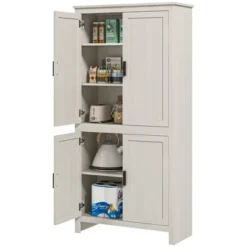 HOMCOM 64" 4-Door Kitchen Pantry, Freestanding Storage Cabinet With 3 Adjustable Shelves For Kitchen, Dining Or Living Room, Antique White 10 HOMCOM 64" 4-Door Kitchen Pantry, Freestanding Storage Cabinet With 3 Adjustable Shelves For Kitchen, Dining Or Living Room, Antique White -Homcom Shop GUEST 66124929 ffd8 4c8b ac69 1220693bd3bc