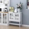 HOMCOM Kitchen Credenza & Sideboard Buffet Cabinet With 2 Glass Doors & Storage Shelves -Homcom Shop GUEST 662a0b9e 1ae4 49c8 9173 6667d547e6a2