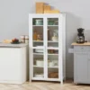 HOMCOM Freestanding Kitchen Pantry, 5-tier Storage Cabinet With Adjustable Shelves And 2 Glass Doors, White -Homcom Shop GUEST 66a5a686 2c9a 425b 85e4 8feb170301da