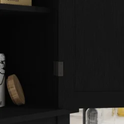 HOMCOM 72" Traditional Freestanding Kitchen Pantry Cupboard With 2 Cabinet, Drawer And Adjustable Shelves, Black Wood Grain -Homcom Shop GUEST 66dcbafa 07f0 4fb8 8160 6e3be5d4e8ad