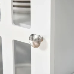 HOMCOM Modern Sideboard, Storage Cabinet, Buffet With 2 Slatted Framed Doors, Open Middle Shelving And Cable Management Hole -Homcom Shop GUEST 672635b1 6490 49c2 b021 f5154b9bbde8