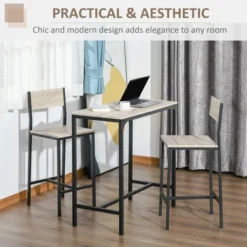 HOMCOM 3 Piece Industrial Dining Table Set, Counter Height Bar Table & Chairs Set For Small Space, Dining Room -Homcom Shop GUEST 6769f146 2044 43a2 8fd8 65d9c374f796