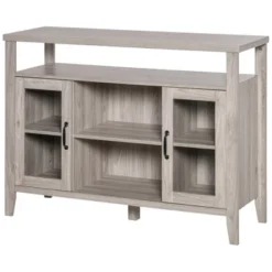 HOMCOM Retro Style Storage Sideboard Buffet With 3 Open Compartments, 2 Framed Glass Door Cabinets And Anti-Topple -Homcom Shop GUEST 67841866 1f56 4a10 91cb 799d80429685
