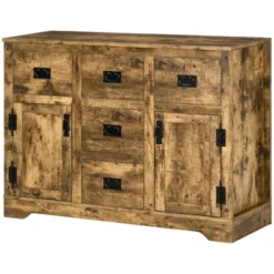 HOMCOM Industrial Buffet Cabinet Free Standing Kitchen Sideboard With Five Drawers Two Door Cabinets Adjustable Shelf For Living Room -Homcom Shop GUEST 684fb793 9b4c 4448 89b7 c57c92c54035
