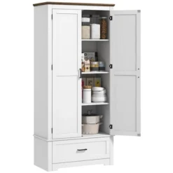HOMCOM 69" Tall Farmhouse Kitchen Pantry Storage Cabinet With Drawer And Adjustable Shelves -Homcom Shop GUEST 6a0abc44 0ceb 4808 a909 4689c57ceac2